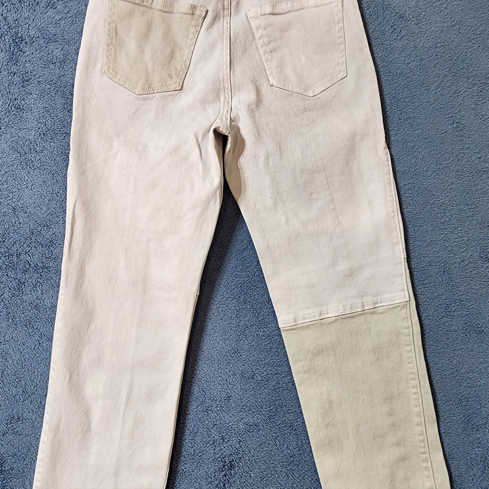 Hollister 27x27 Jeans High Rise Patchwork Vintage Straight Stretch White Beige - Picture 2 of 9